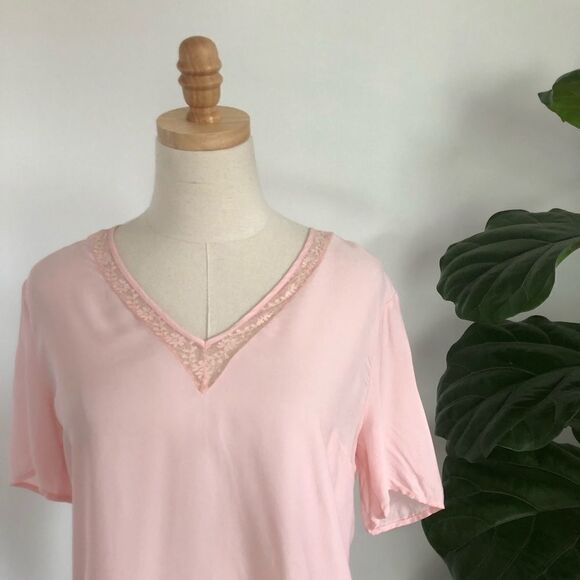 Claudie Pierlot Pink V-neck Lace Detail Blouse 38 - Picture 7 of 11